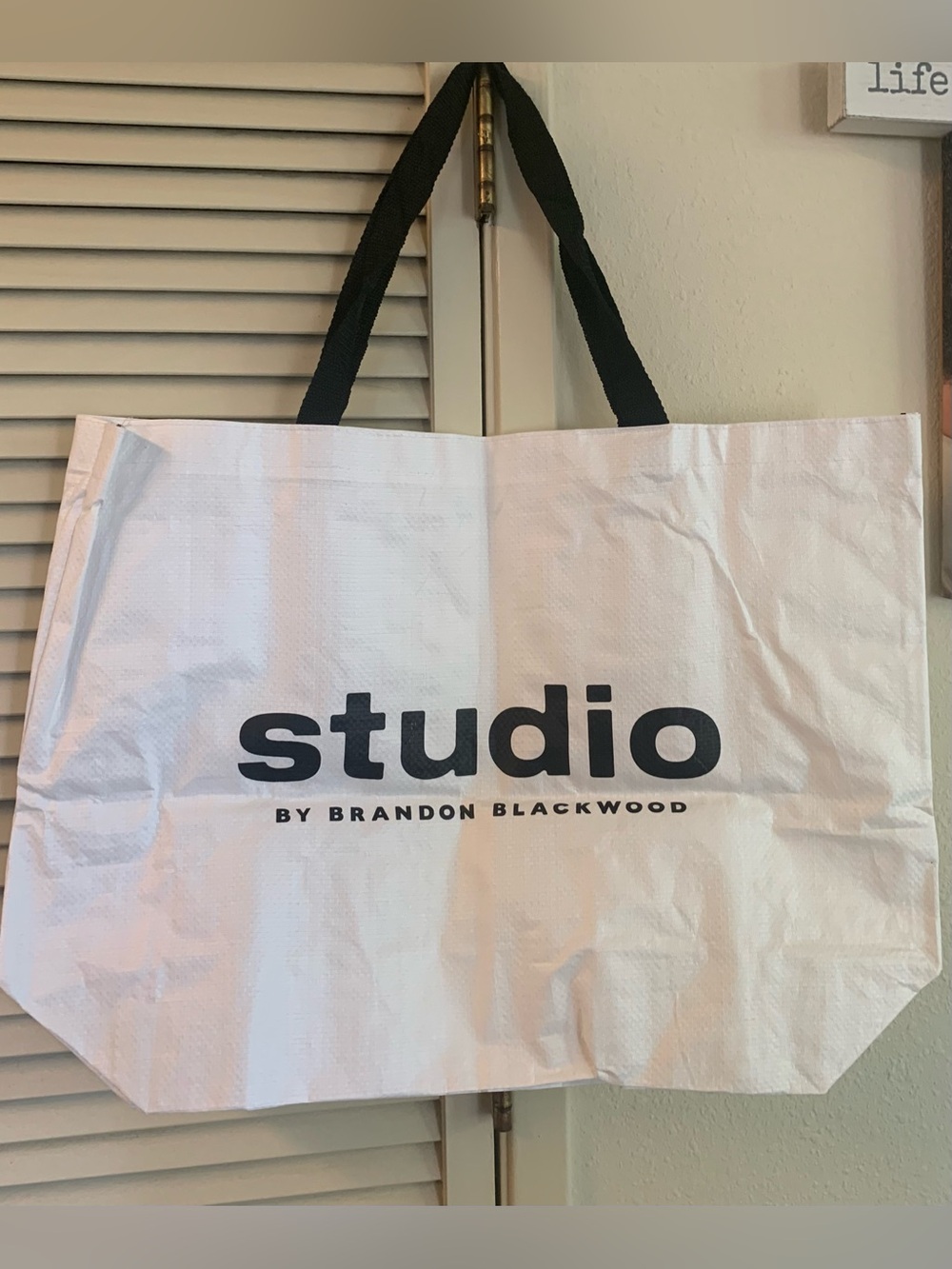 Brandon Blackwood White Tote with Studio Logo